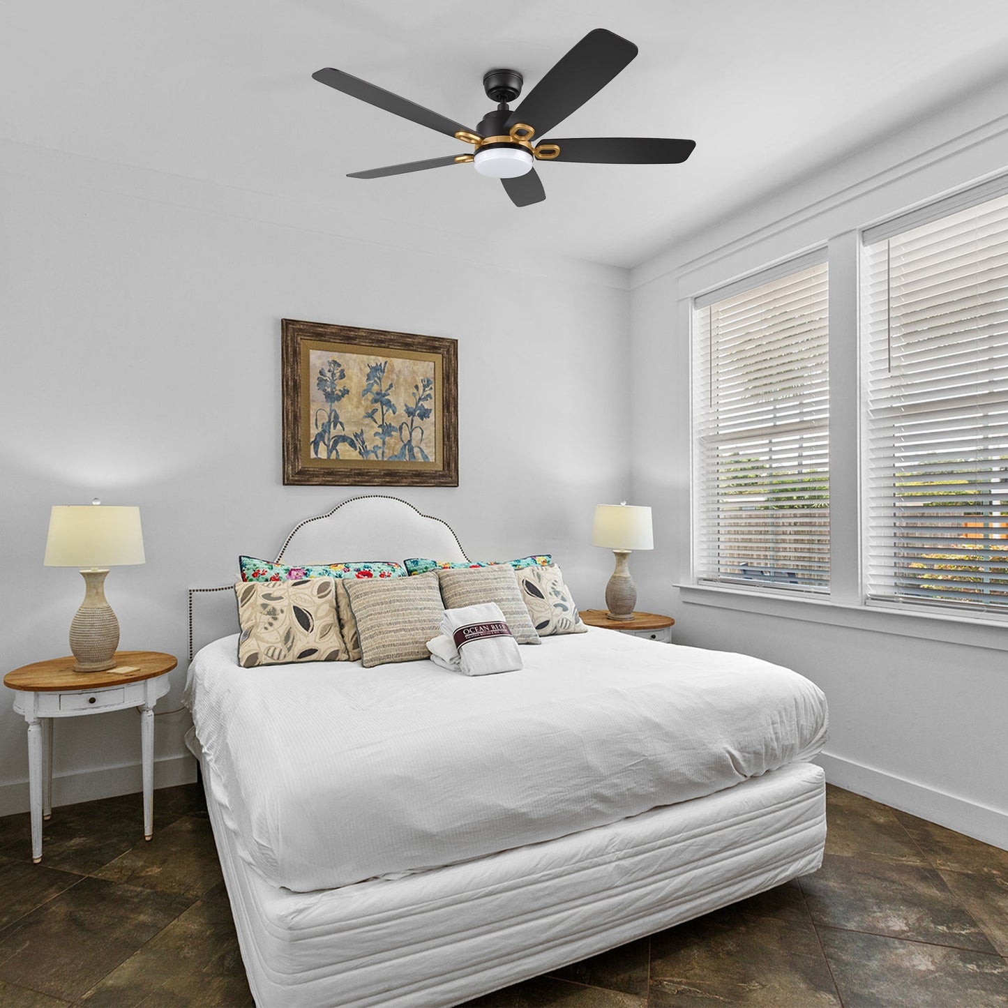 PEYTON 52 In 5 Blade Smart Ceiling Fan With Integrated LED Lights With Google Home