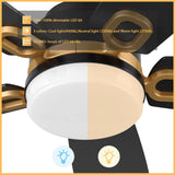 PEYTON 52 In 5 Blade Smart Ceiling Fan With Integrated LED Lights With Google Home
