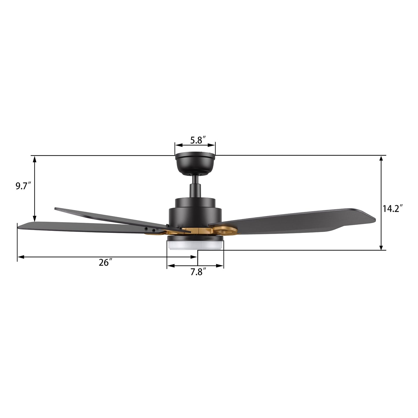 PEYTON 52 In 5 Blade Smart Ceiling Fan With Integrated LED Lights With Google Home
