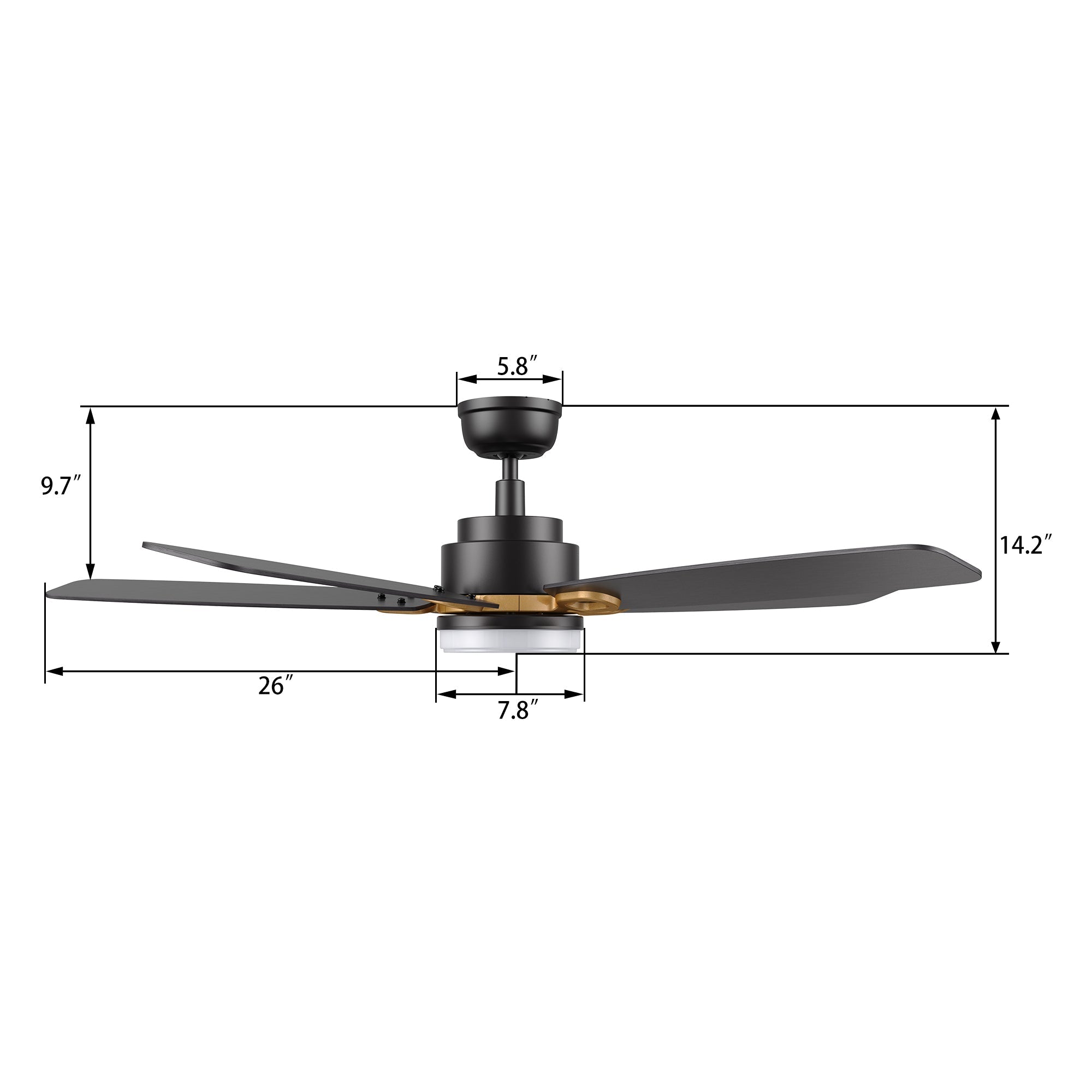 PEYTON 52 In 5 Blade Smart Ceiling Fan With Integrated LED Lights With Google Home