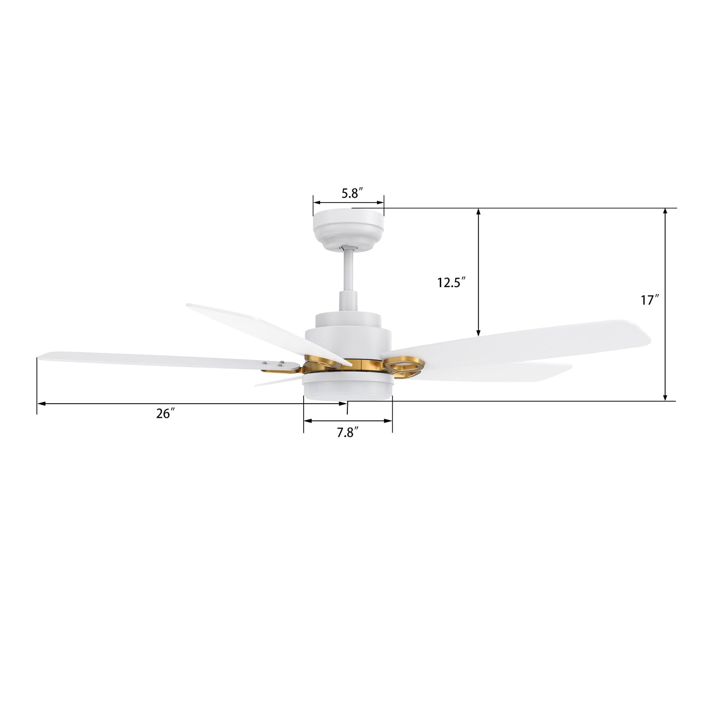 PEYTON 52 In 5 Blade Smart Ceiling Fan With Integrated LED Lights With Google Home