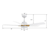 PEYTON 52 In 5 Blade Smart Ceiling Fan With Integrated LED Lights With Google Home