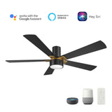STOCKTON 52 inch 5-Blade Flush Mount Smart Ceiling Fan with LED Light & Remote