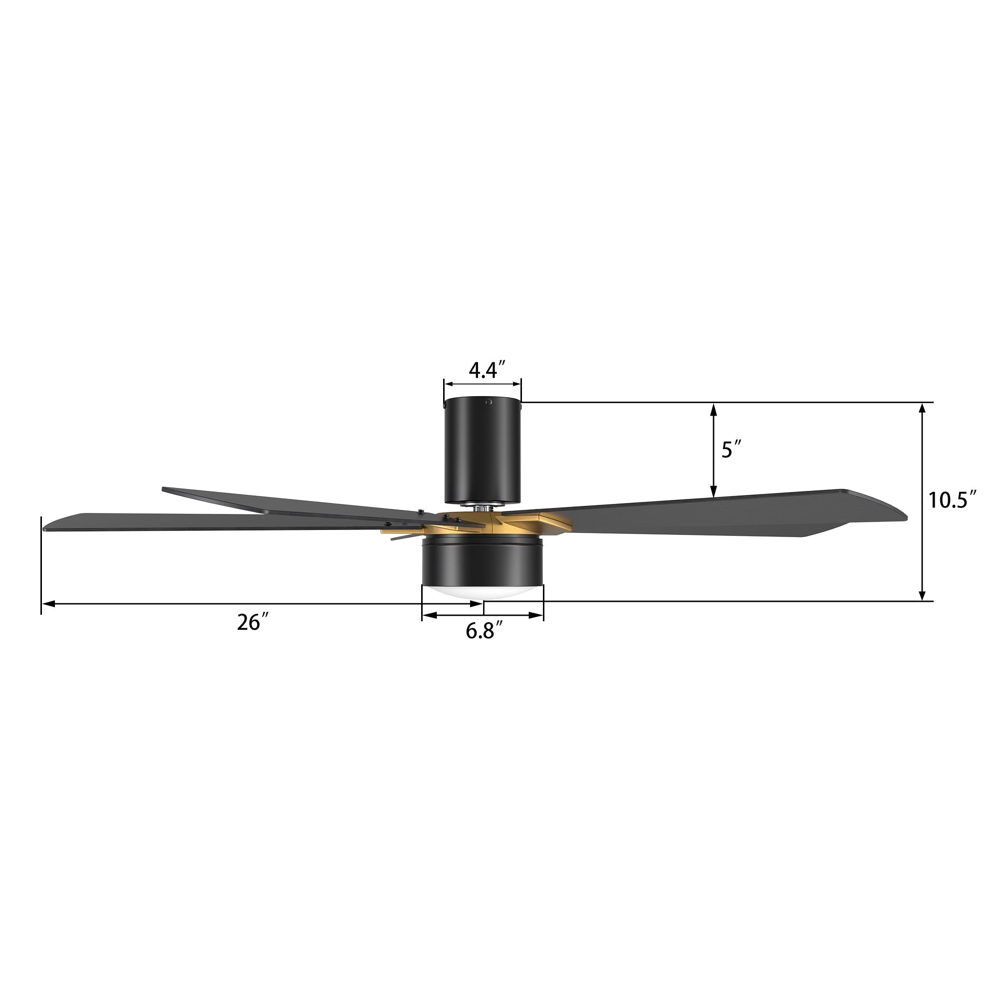 STOCKTON 52 inch 5-Blade Flush Mount Smart Ceiling Fan with LED Light & Remote