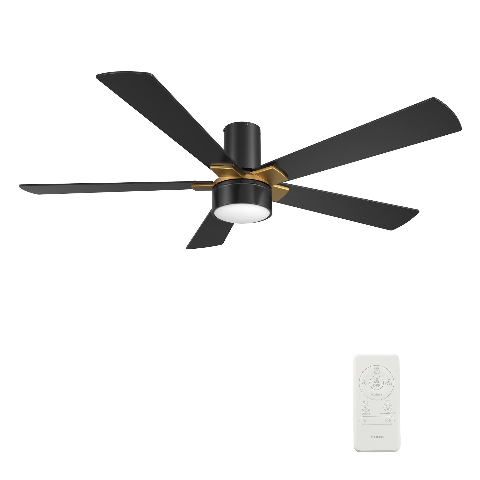 STOCKTON 52 inch 5-Blade Flush Mount Smart Ceiling Fan with LED Light & Remote