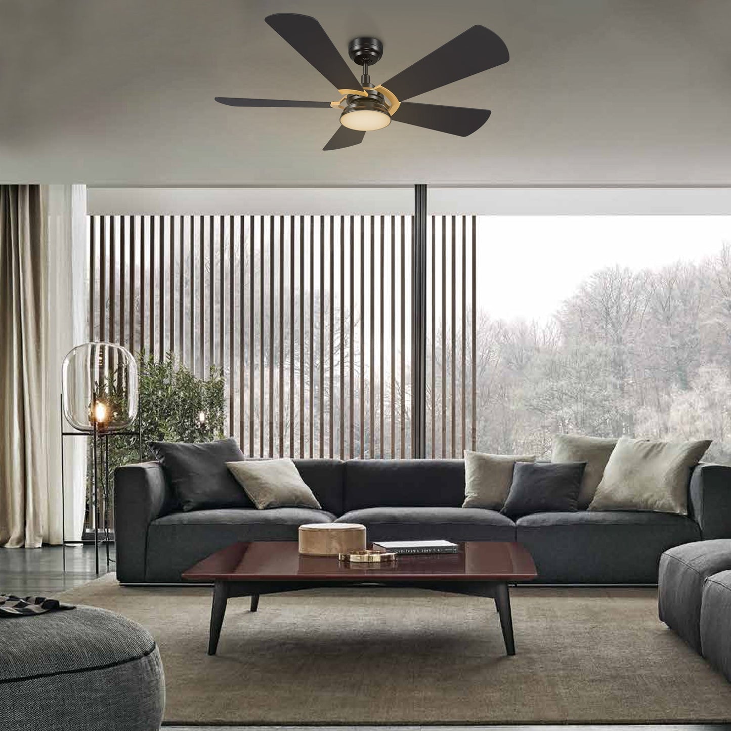 SAVILI 52 In 5 Blade Smart Ceiling Fan With Integrated LED Lights With Google Home