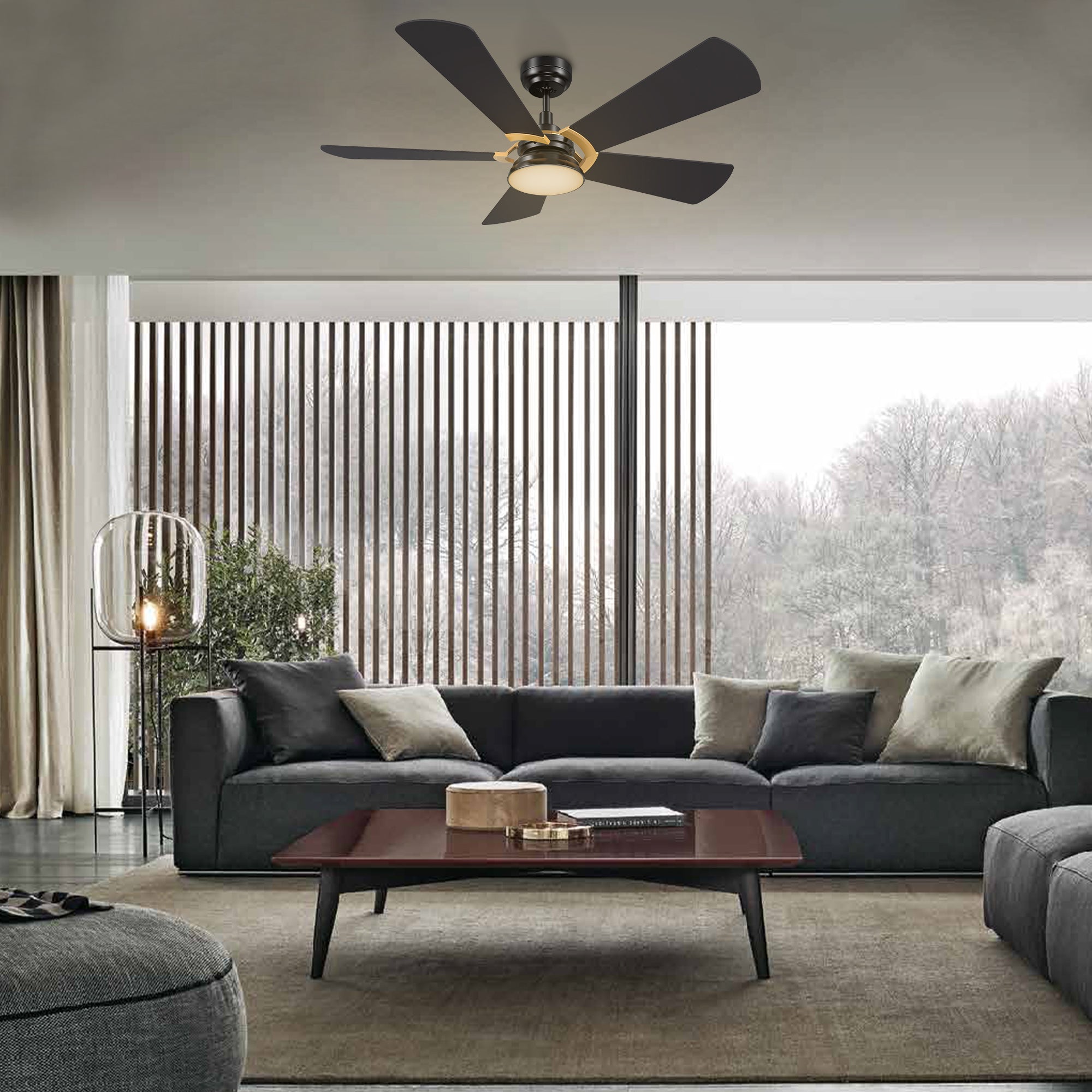 SAVILI 52 In 5 Blade Smart Ceiling Fan With Integrated LED Lights With Google Home