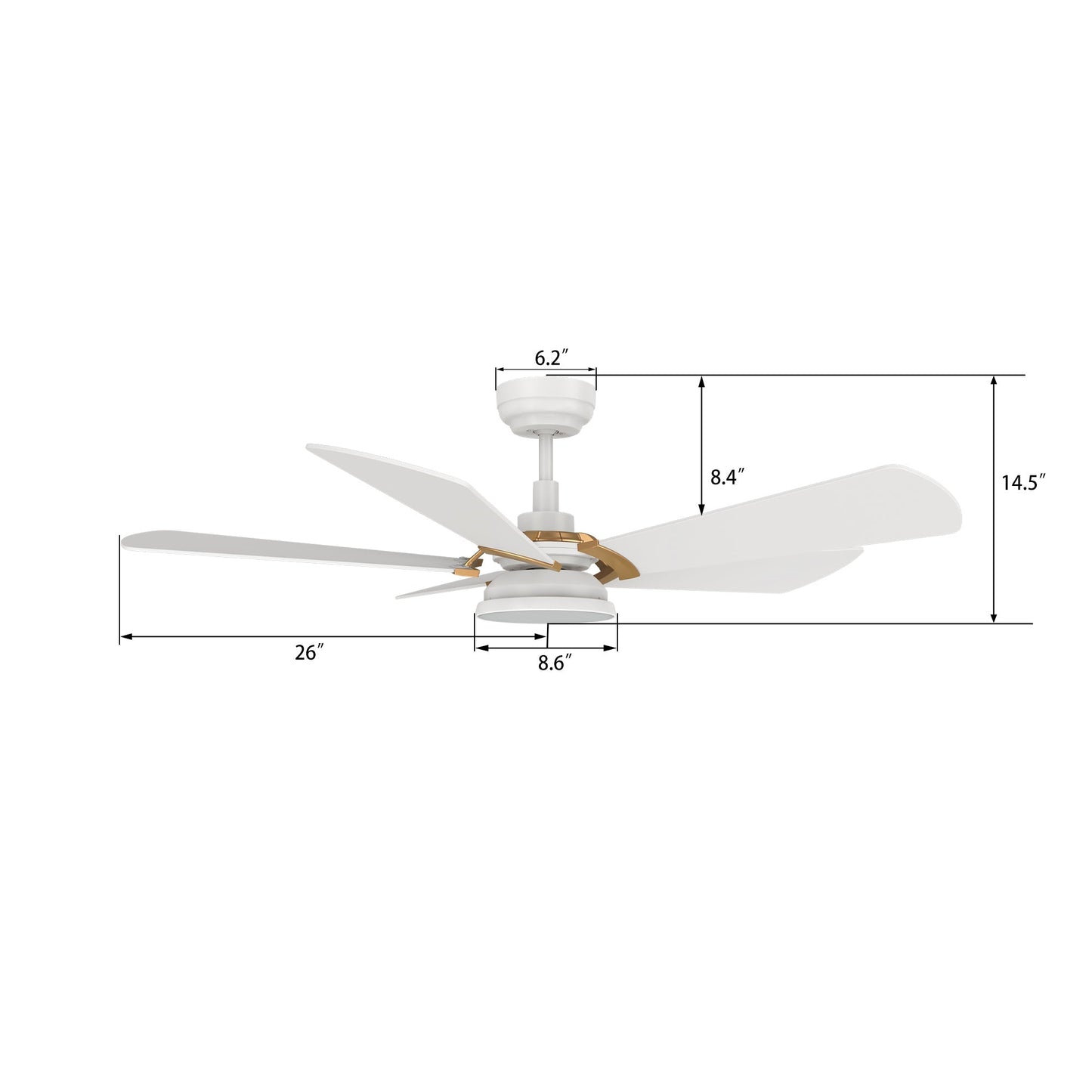 SAVILI 52 In 5 Blade Smart Ceiling Fan With Integrated LED Lights With Google Home
