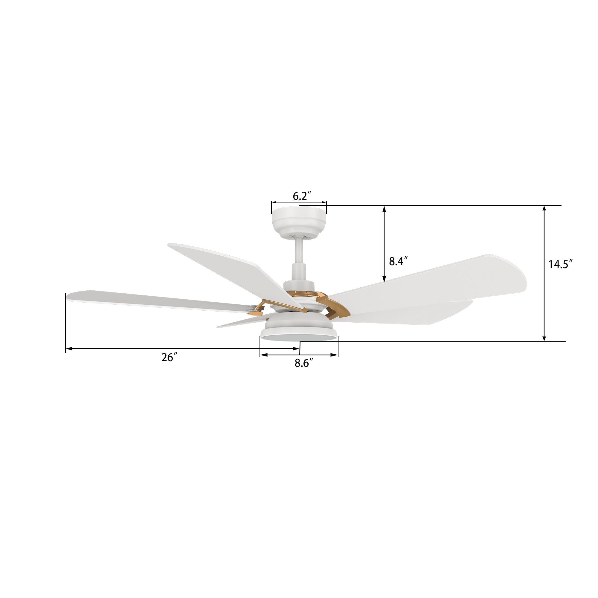 SAVILI 52 In 5 Blade Smart Ceiling Fan With Integrated LED Lights With Google Home