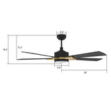 APPLETON 52 In 5 Blade Smart Ceiling Fan With Integrated LED Lights With Google Home