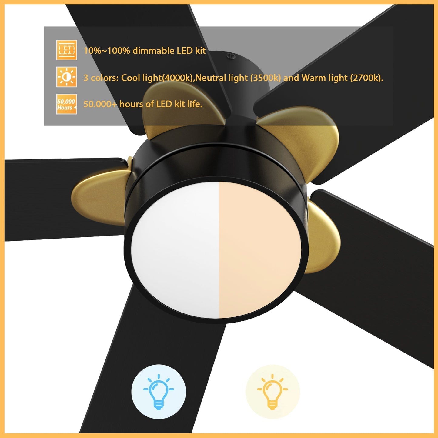 TARRASA 52 inch 5-Blade Flush Mount Smart Ceiling Fan with LED Light & Remote