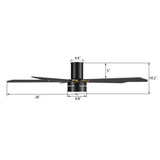 TARRASA 52 inch 5-Blade Flush Mount Smart Ceiling Fan with LED Light & Remote