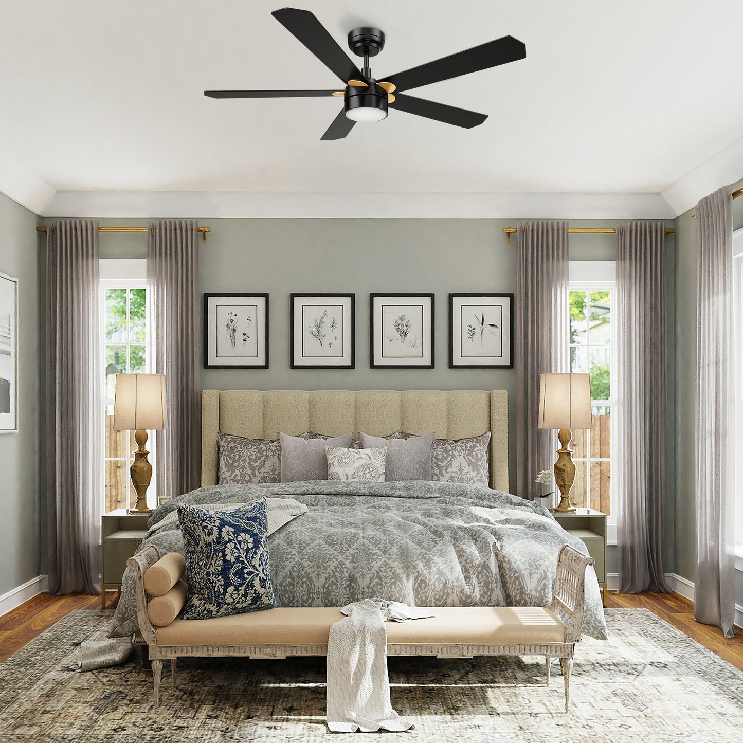 TARRASA 52 In 5 Blade Smart Ceiling Fan With Integrated LED Lights With Google Home