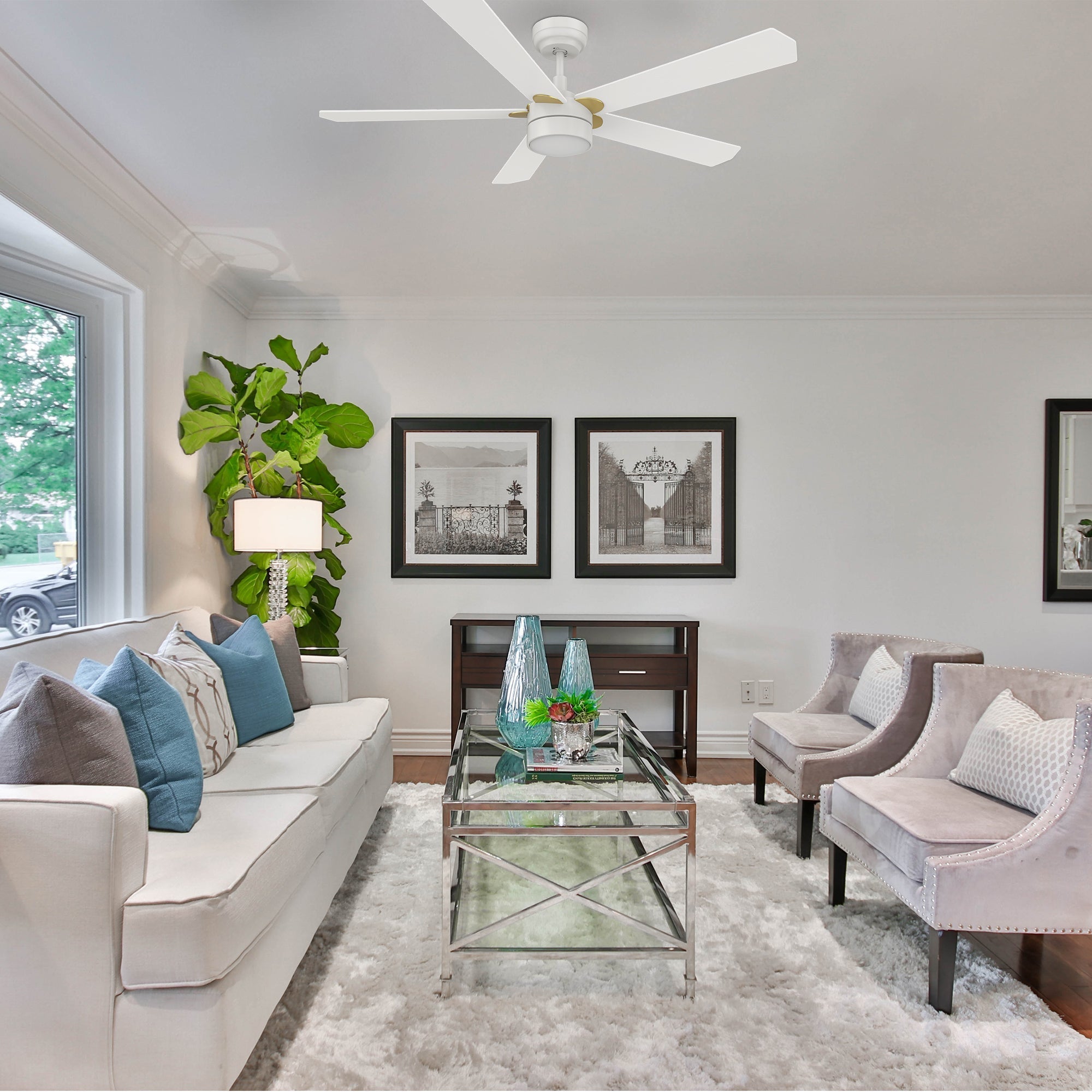 TARRASA 52 In 5 Blade Smart Ceiling Fan With Integrated LED Lights With Google Home