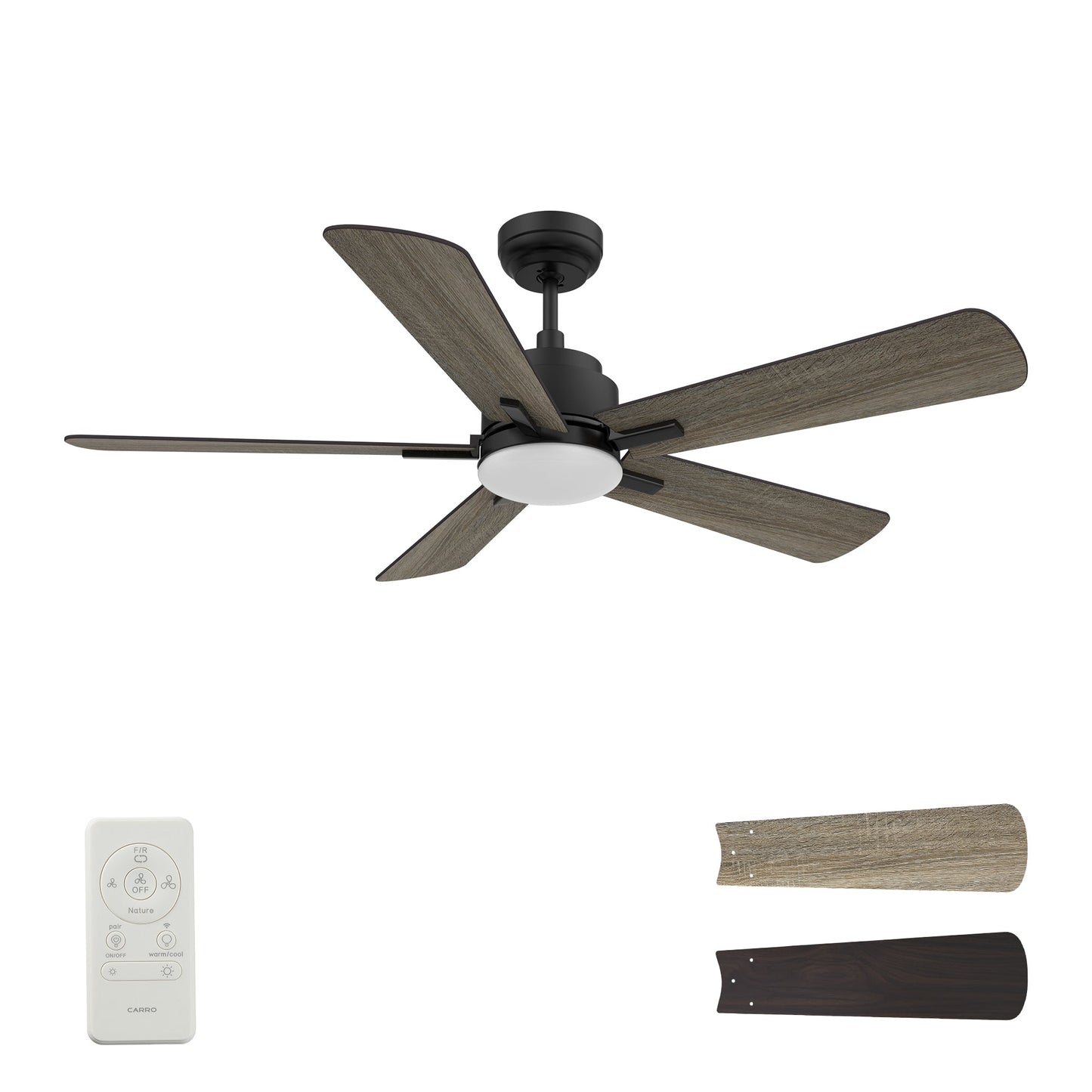 OLINDA 52 In 5 Blade Smart Ceiling Fan With Integrated LED Lights With Google Home