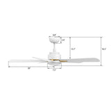 OLINDA 52 In 5 Blade Smart Ceiling Fan With Integrated LED Lights With Google Home