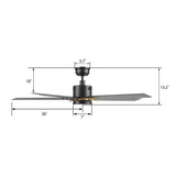 MONTGOMERY 52 In 5 Blade Smart Ceiling Fan With Integrated LED Lights With Google Home