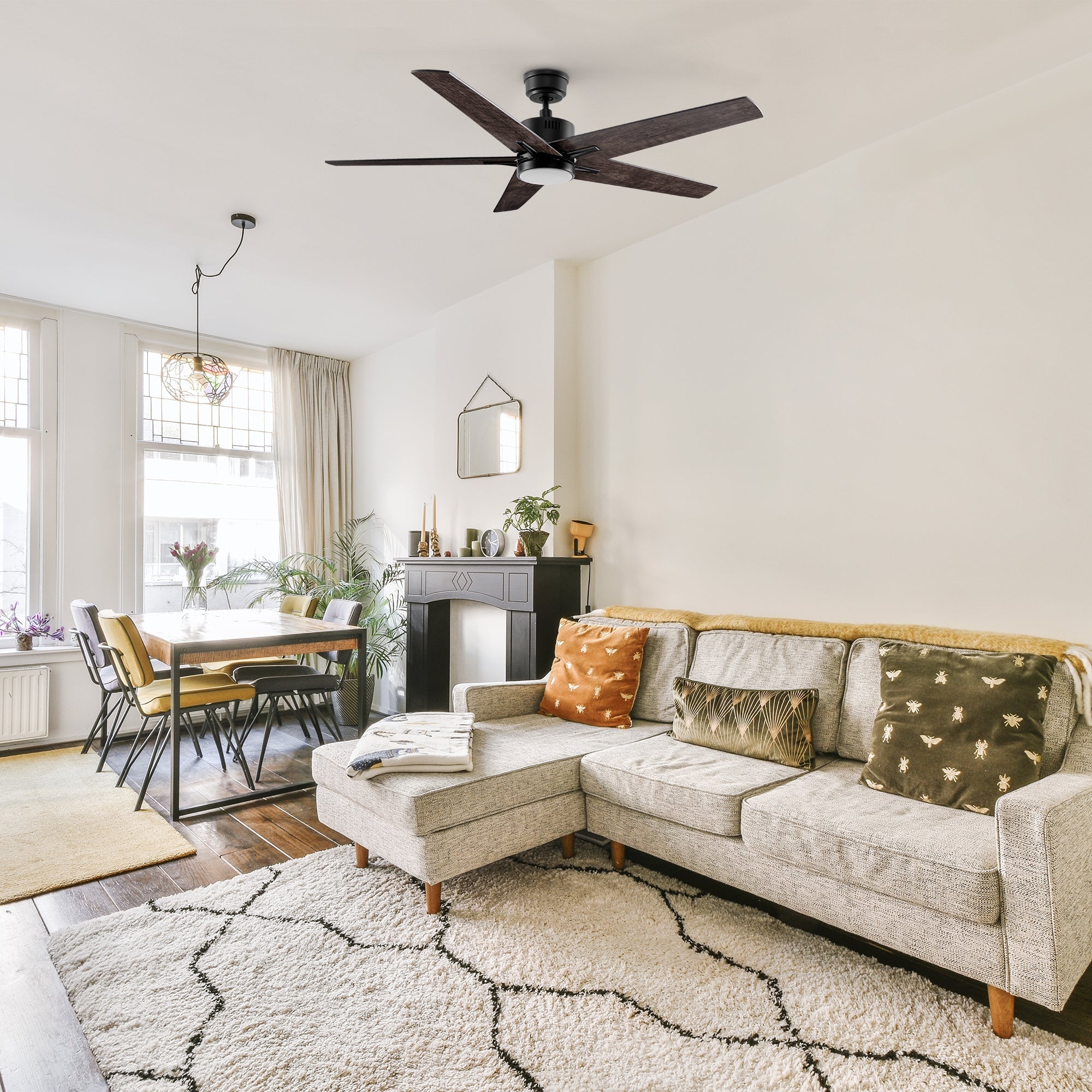 MONTGOMERY 52 In 5 Blade Smart Ceiling Fan With Integrated LED Lights With Google Home