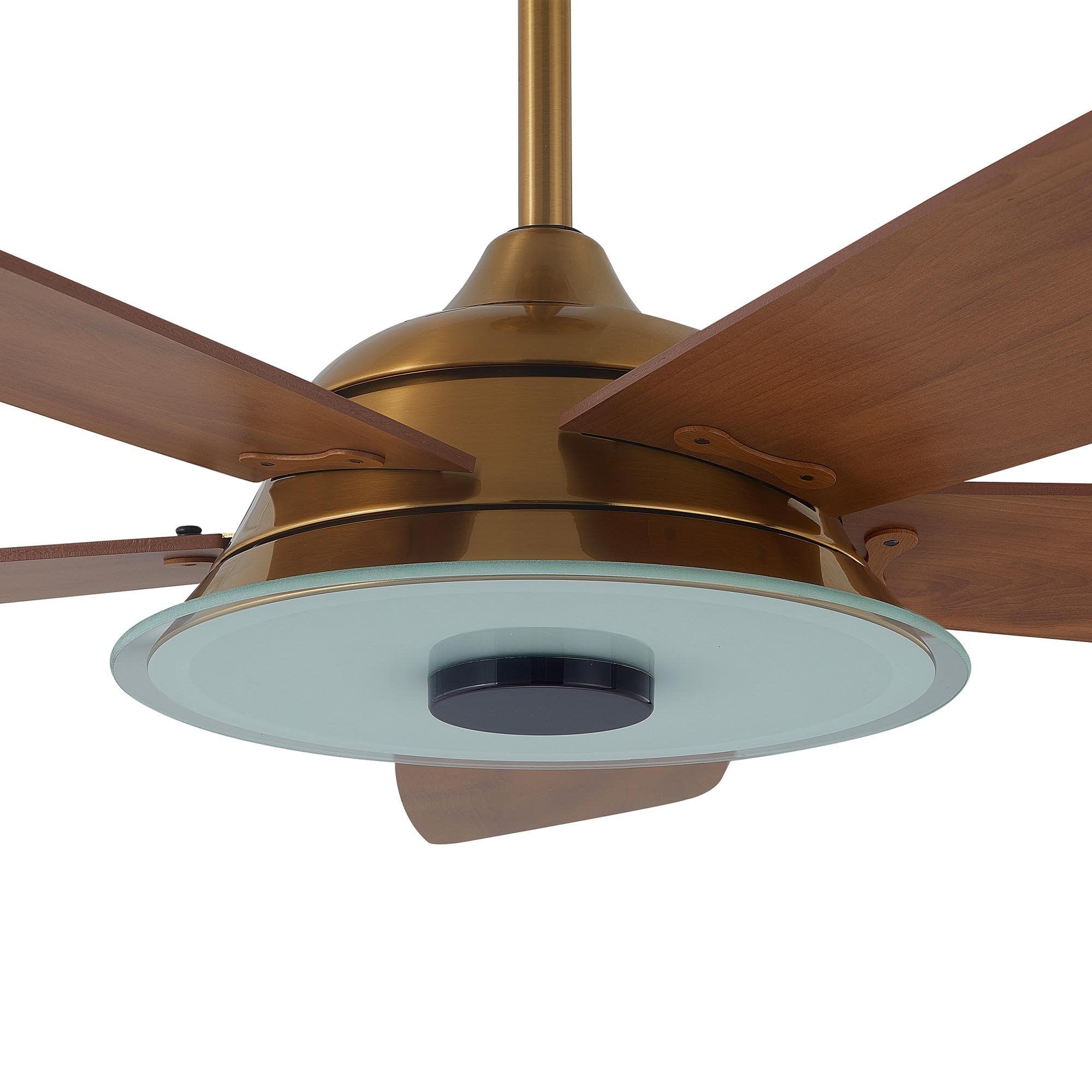 Journey 52 Inch 5 Blade Smart Ceiling Fan With Led Light Kit Remote Gold Wood Grain