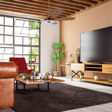 Journey 52 Inch 5 Blade Smart Ceiling Fan With Led Light Kit Remote Gold Wood Grain