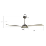 Journey 52 Inch 5 Blade Smart Ceiling Fan With Led Light Kit Remote Silver Light Wood