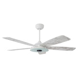 Journey 52 Inch 5 Blade Smart Ceiling Fan With Led Light Kit Remote White Marble Pattern
