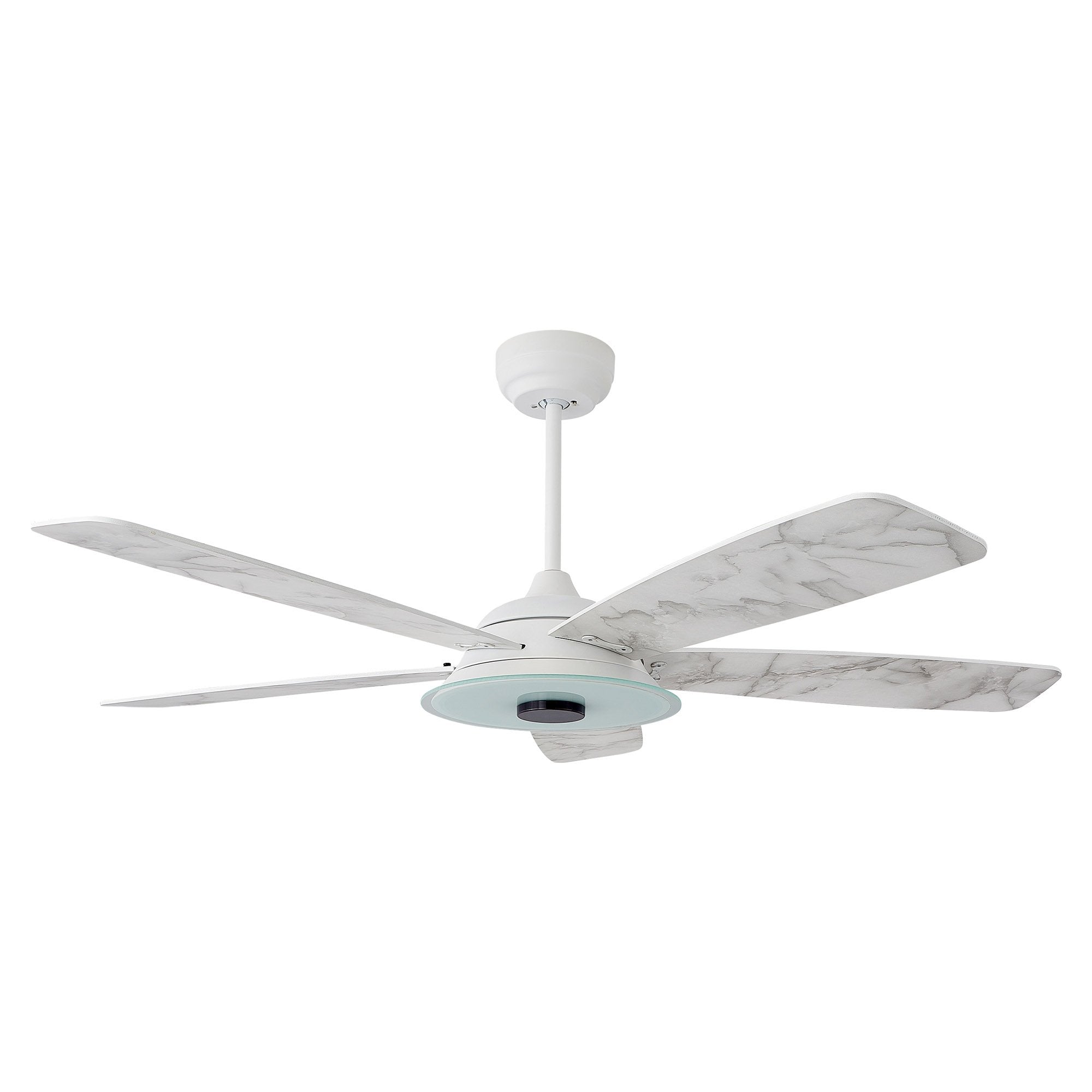 Journey 52 Inch 5 Blade Smart Ceiling Fan With Led Light Kit Remote White Marble Pattern