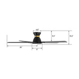 ESPEAR 52 In 5 Blade Smart Ceiling Fan With Integrated LED Lights With Google Home