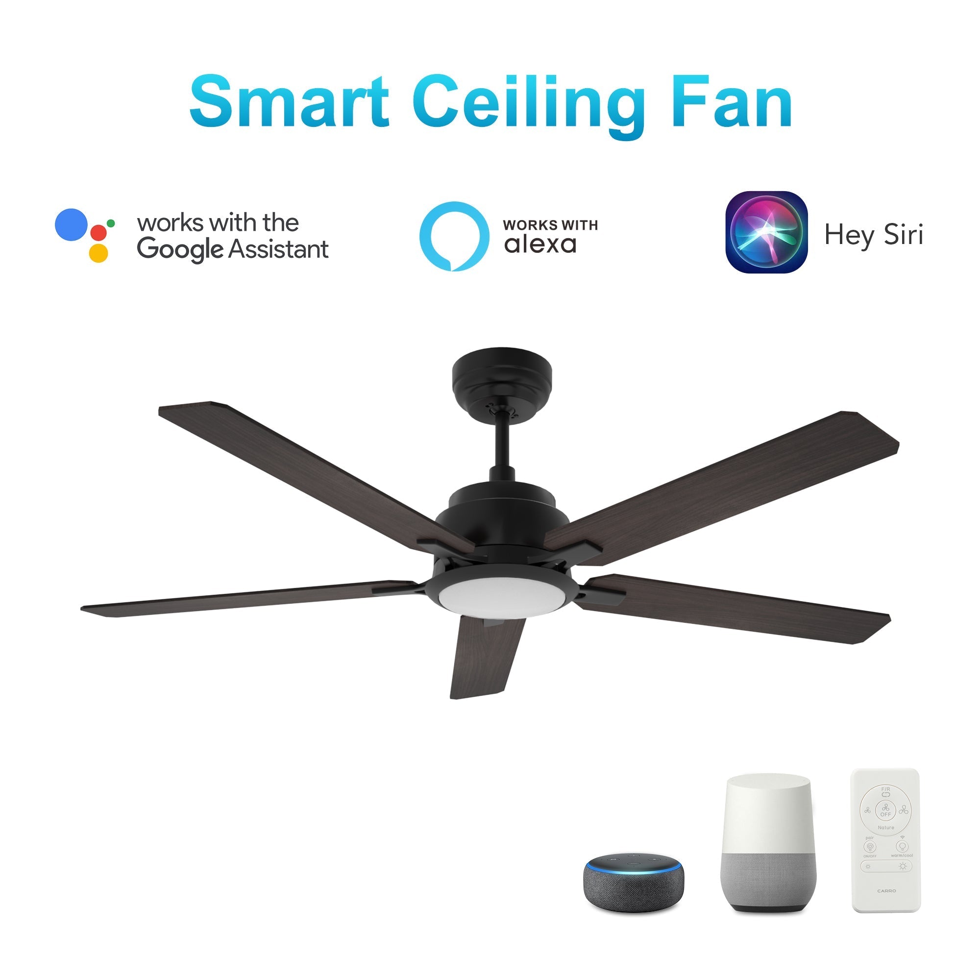 ESPEAR 52 inch 5-Blade Smart Ceiling Fan with LED Light & Remote