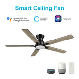 ESPEAR 52 In 5 Blade Smart Ceiling Fan With Integrated LED Lights With Google Home