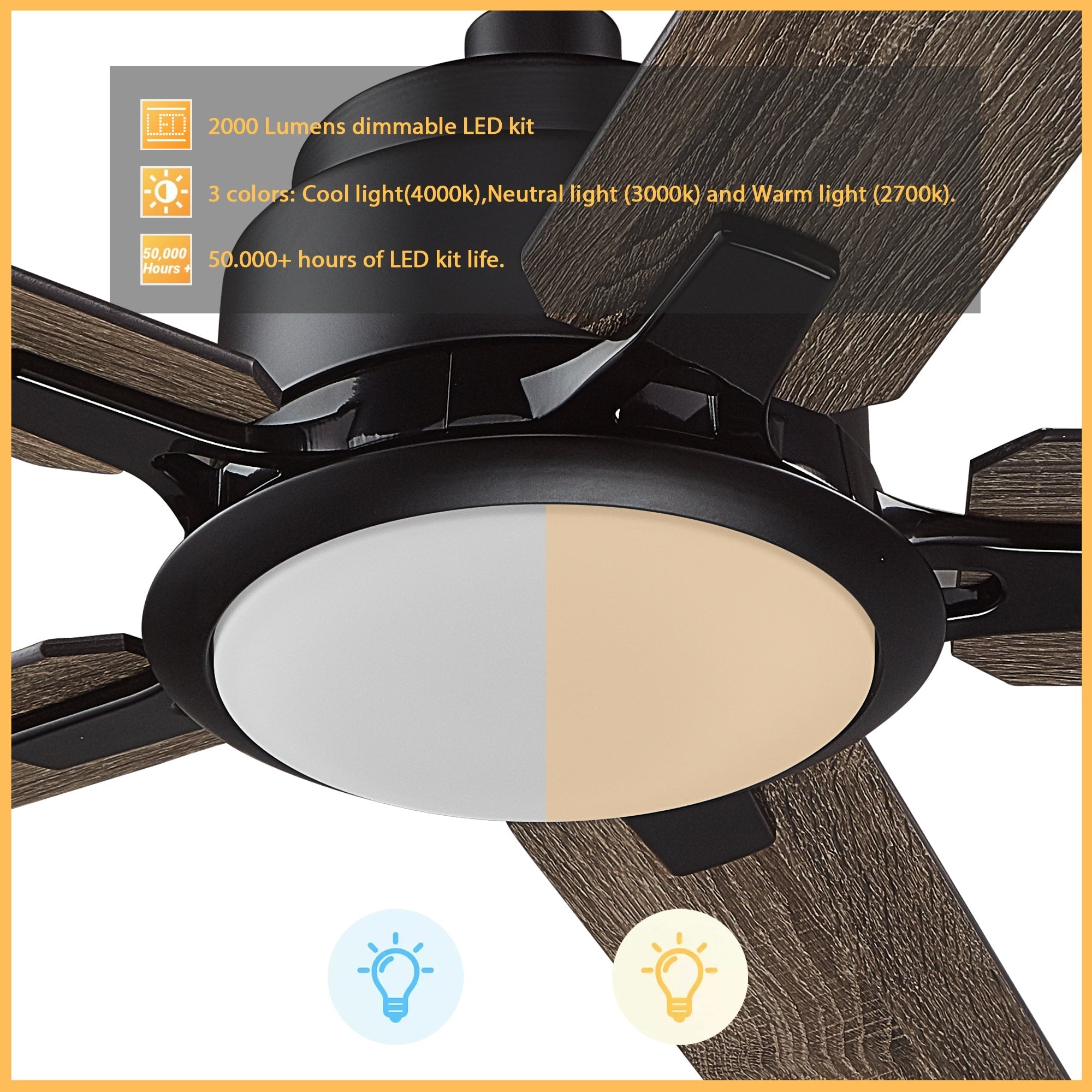 ESPEAR 52 inch 5-Blade Smart Ceiling Fan with LED Light & Remote