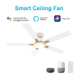 ESPEAR 52 In 5 Blade Smart Ceiling Fan With Integrated LED Lights With Google Home