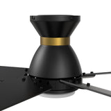 Ascender 52 Inch 5 Blade Flush Mount Smart Ceiling Fan With Led Light Remote Control Black Black Gold Rim