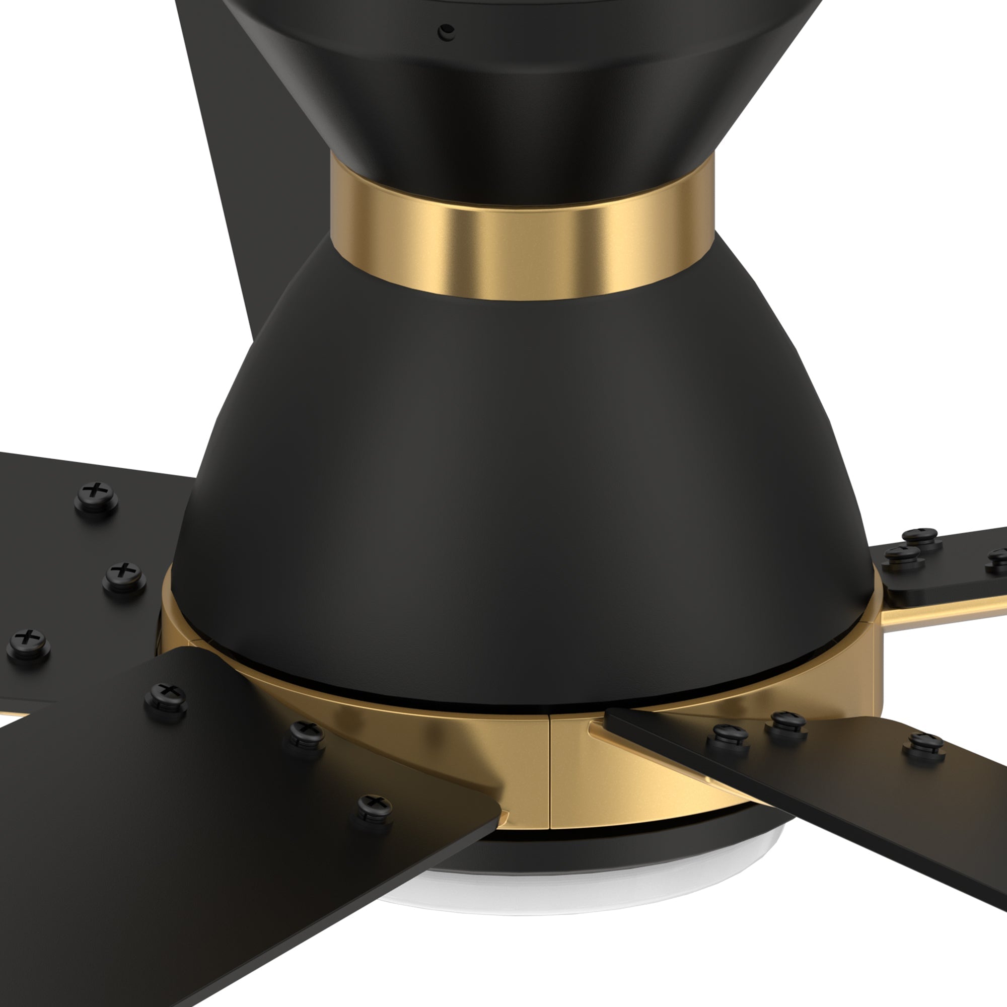 Ascender 52 Inch 5 Blade Flush Mount Smart Ceiling Fan With Led Light Remote Control Black Black Gold Rim
