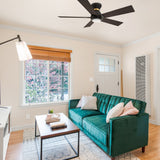 Ascender 52 Inch 5 Blade Flush Mount Smart Ceiling Fan With Led Light Remote Control Black Black Gold Rim