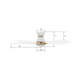 Ascender 52 Inch 5 Blade Flush Mount Smart Ceiling Fan With Led Light Remote Control Black Black Gold Rim