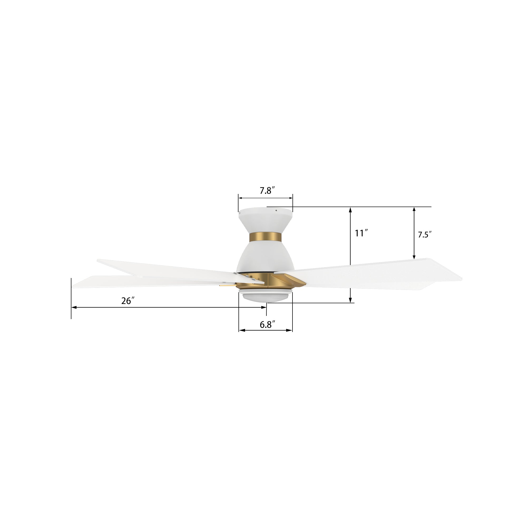 Ascender 52 Inch 5 Blade Flush Mount Smart Ceiling Fan With Led Light Remote Control Black Black Gold Rim