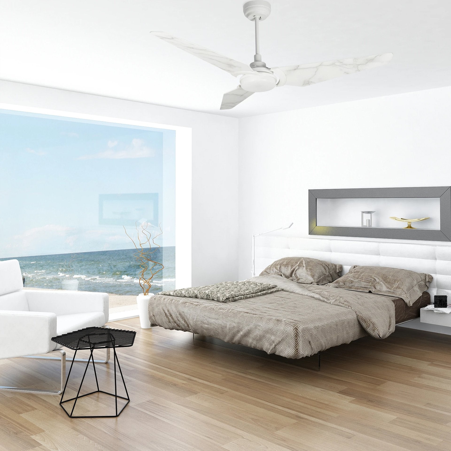 KAJ 56 In 3 Blade Smart Ceiling Fan With Integrated LED Lights With Google Home