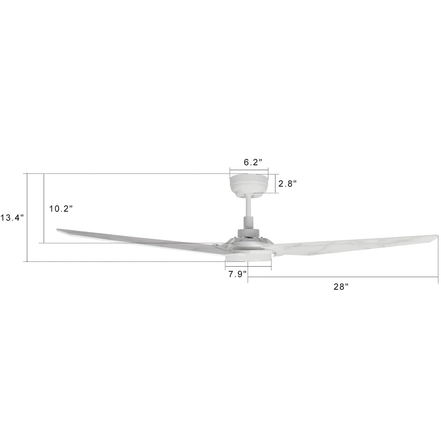 KAJ 56 In 3 Blade Smart Ceiling Fan With Integrated LED Lights With Google Home