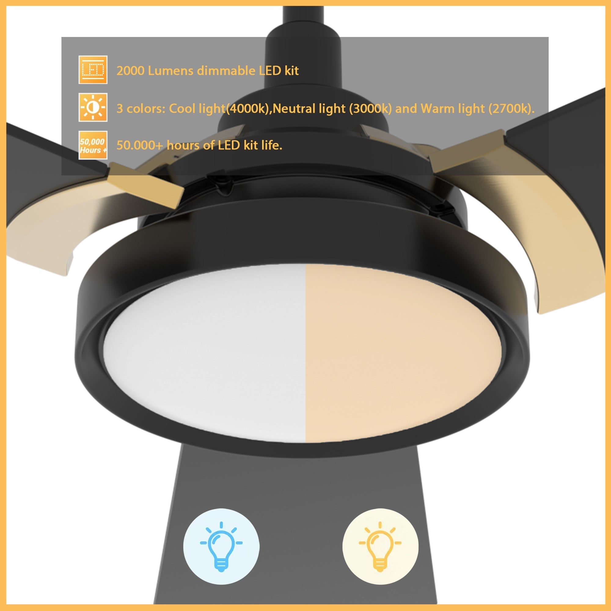 BRISA 56 In 3 Blade Smart Ceiling Fan With Integrated LED Lights With Google Home