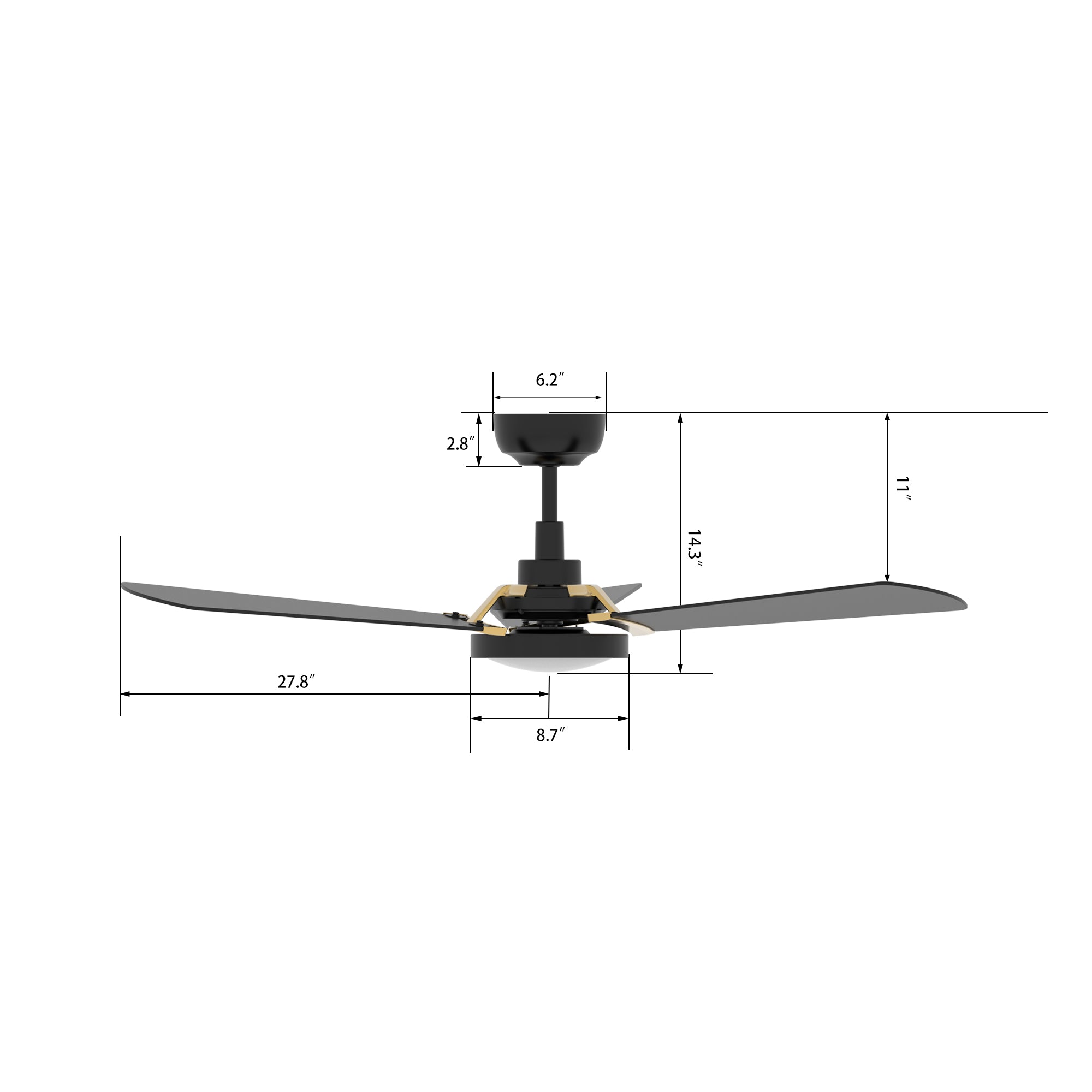 BRISA 56 In 3 Blade Smart Ceiling Fan With Integrated LED Lights With Google Home
