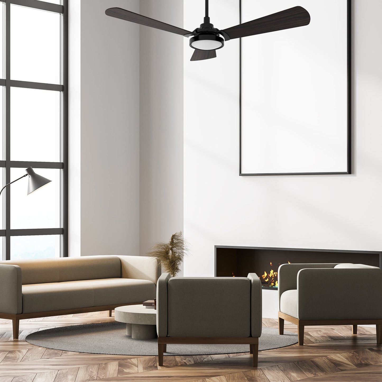 BRISA 52 In 3 Blade Smart Ceiling Fan With Integrated LED Lights With Google Home