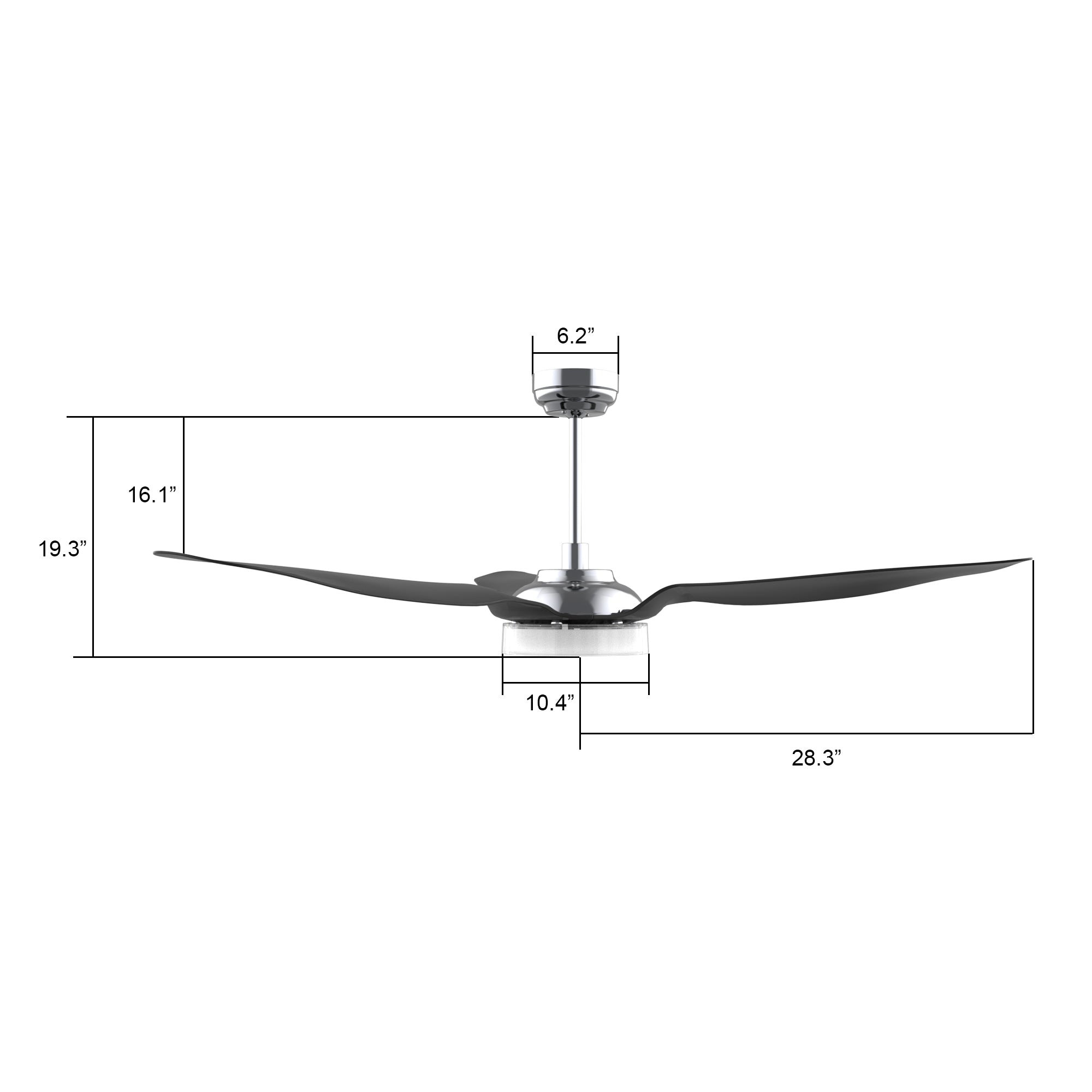 Fletcher 56 Inch 3 Blade Smart Ceiling Fan With Led Light Kit Remote Silver Black