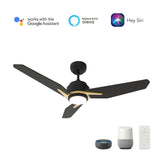CALEN 56 In 3 Blade Smart Ceiling Fan With Integrated LED Lights With Google Home