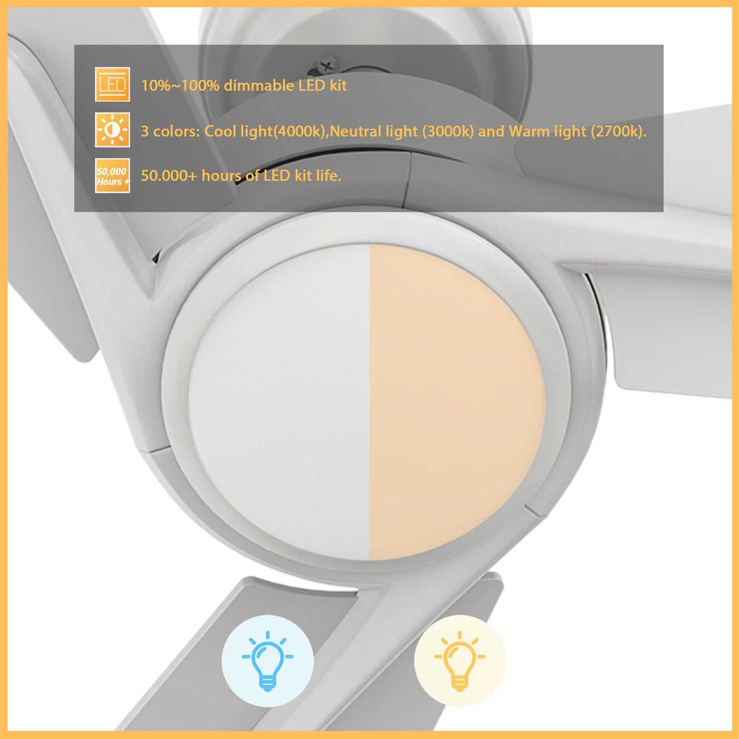 CALEN 56 In 3 Blade Smart Ceiling Fan With Integrated LED Lights With Google Home