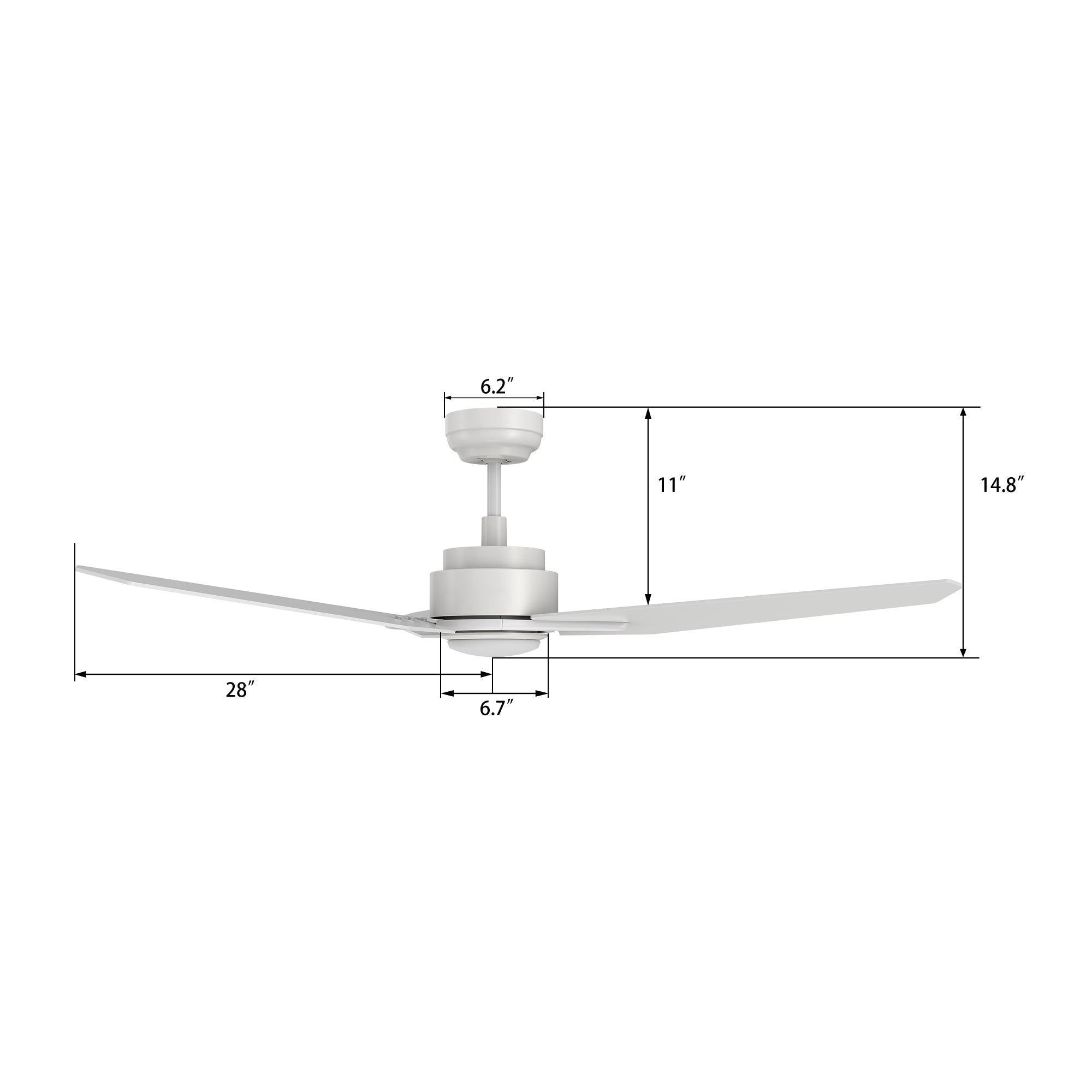 CALEN 56 In 3 Blade Smart Ceiling Fan With Integrated LED Lights With Google Home