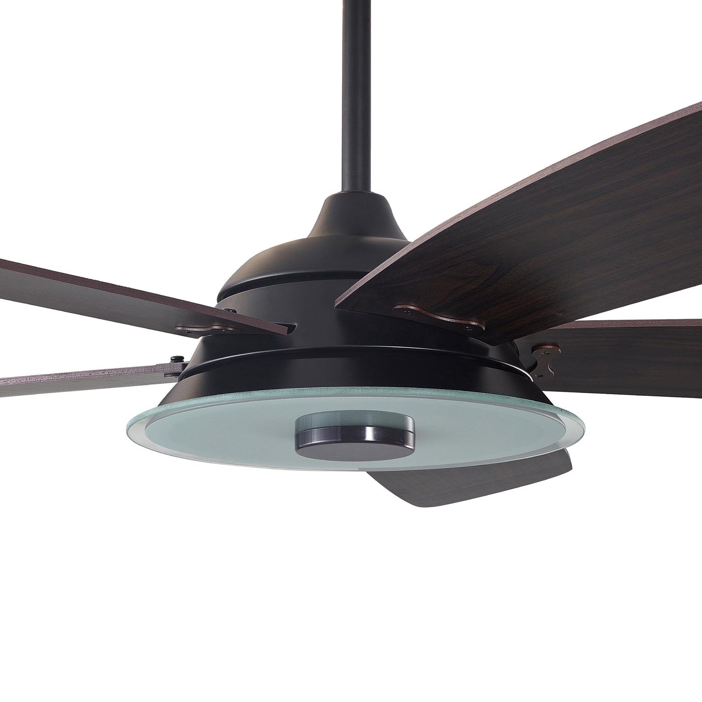 Journey 56 Inch 5 Blade Smart Ceiling Fan With Led Light Kit Remote Black Dark Wood Grain