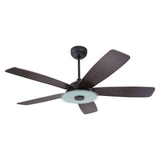 Journey 56 Inch 5 Blade Smart Ceiling Fan With Led Light Kit Remote Black Dark Wood Grain
