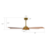 Journey 56 Inch 5 Blade Smart Ceiling Fan With Led Light Kit Remote Gold Wood Pattern