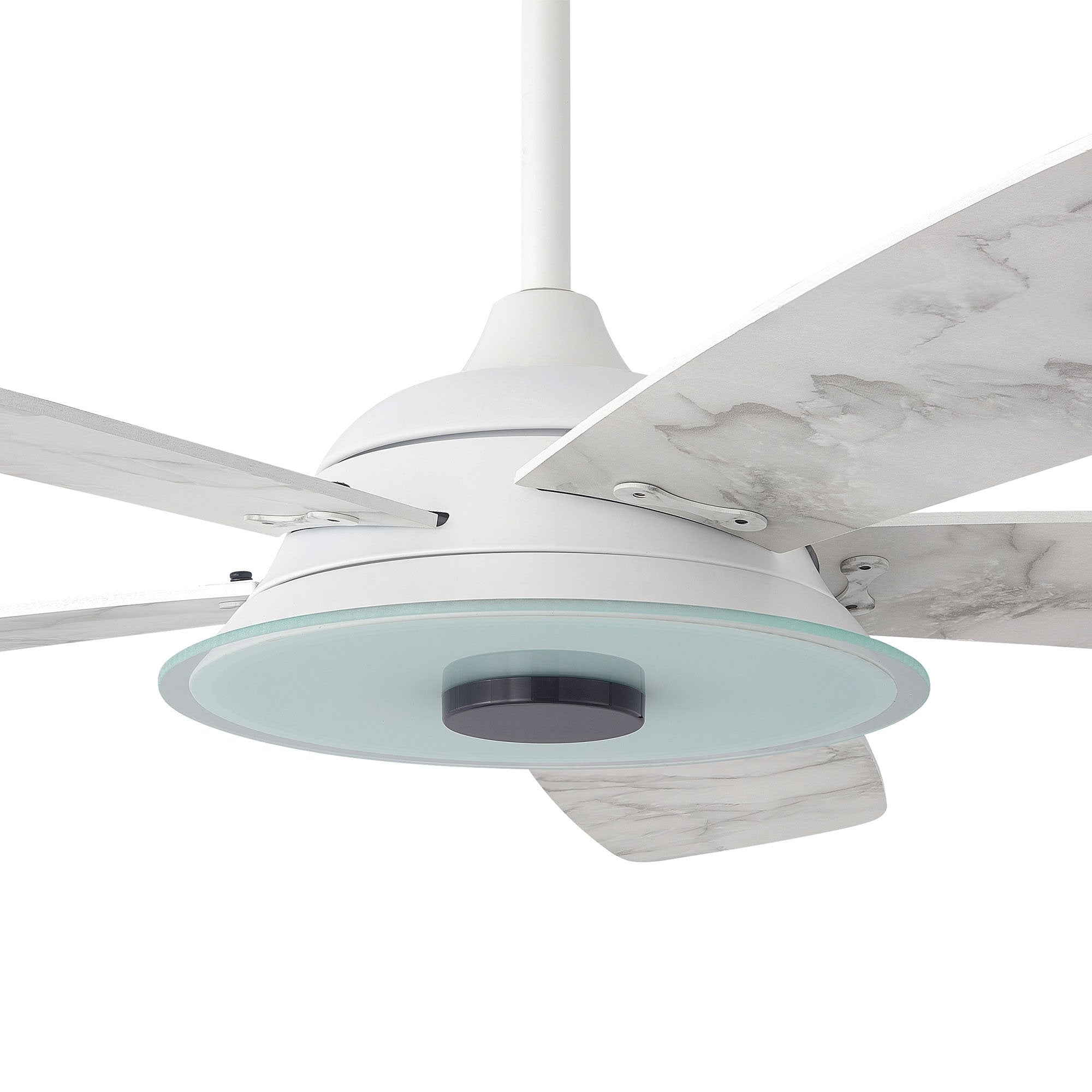 Journey 56 Inch 5 Blade Smart Ceiling Fan With Led Light Kit Remote White Marble Pattern